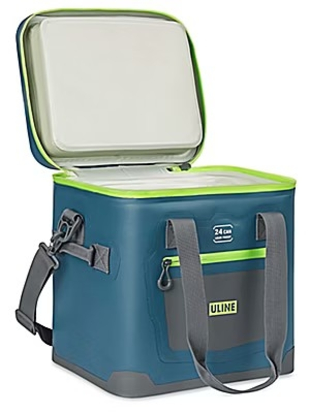 Blue Soft-Sided Portable Cooler with Lime Trim